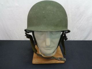 Vintage 1987 Military Helmet Od Green With Strap (oar78)
