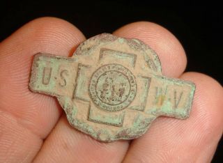 Old Antique Spanish American War Veteran Grave Marker Pin Badge Medal Us Wv Uswv