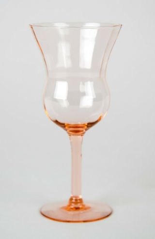 Vintage Pink Optic Wine Water Goblet Glass Elegant Stemware