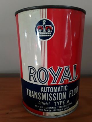 Vintage Royal Automatic Transmission Fluid Type A Quart Tin Can Beautif Rare??