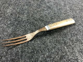 Antique Civil War Era Fork - Pewter Inlay - 3 Tine Forks - With Wood Handles