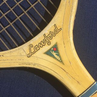 Antique Vintage 1950s Lawford Wooden Tennis Racket Racquet Court Sports Rare