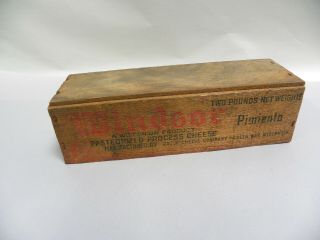 Vintage Wood Wooden Windsor 2 Lb Pimiento Cheese Box (a4)