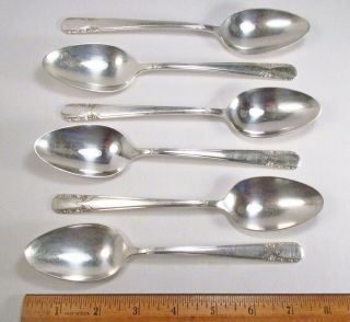 Vintage 1938 6pc Wm.  Rogers & Son Talisman Silverplated Oval Soup Place Spoons