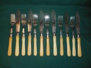 Set Of Antique Fish Knives & Forks,  W.  H.  &s.