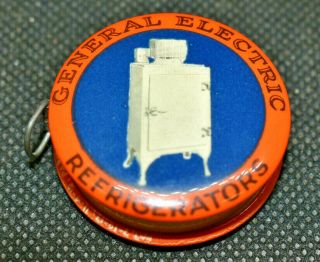 L275 - Vintage Celluloid Advertising Tape Measure General Electric Refrigerators