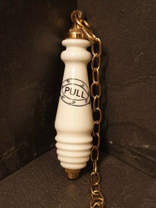Cistern Pull White Ceramic Light Toilet Pull High Level Flush Box Brass Chain