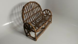 Rustic Doll Bench made with Natural Wooden Sticks (with Bark) 3