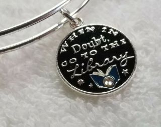 Rare Alex And Ani Harry Potter When In Doubt Go To The Library Silver Bracelet
