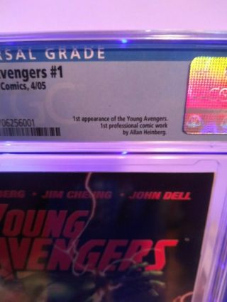 2005 Marvel Young Avengers 1 CGC 9.  4 1st Appearance Kate Bishop Rare Hot Key 3