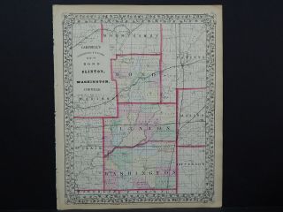 Illinois,  Antique Map,  1869 Counties Of Bond,  Clinton,  & Washington M9 72