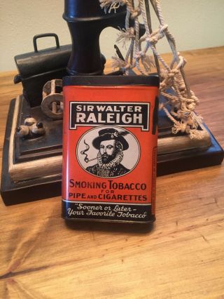 Rare Early Version Sir Walter Raleigh Vertical Pocket Tobacco Tin