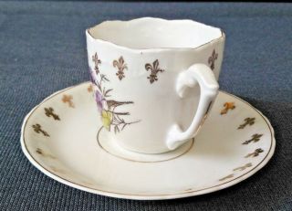 Vintage Mini Tea Cup and Saucer Purple Floral With Gold Design 2