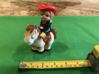 Vintage And Rare Japan Cowboy Kid On Horse Salt And Pepper Shakers