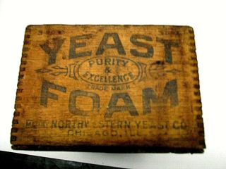 Antique Yeast Foam Wood Dovetail Box 11 1/2 X 7 1/4 X 5 Inches High.