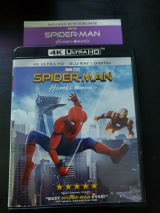 Spider - Man: Homecoming (4K Ultra HD Blu - ray,  w Rare OPP Slipcover and Digital 2