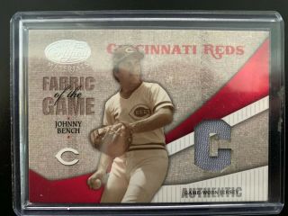 Johnny Bench Jersey Card Leaf 2004 Fabric Of The Game Numbered 29/50 Rare