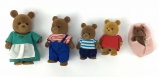 Calico Critters Sylvanian Families Vintage Brown Bear Family