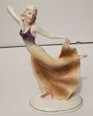 Antique Art Deco Dancing Lady German Katzhutte Figurine Rare