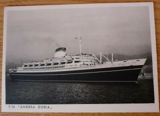 Italian Line - S.  S.  Andrea Doria (1953) - Ansaldo Issued R.  P.  Post Card - Rare