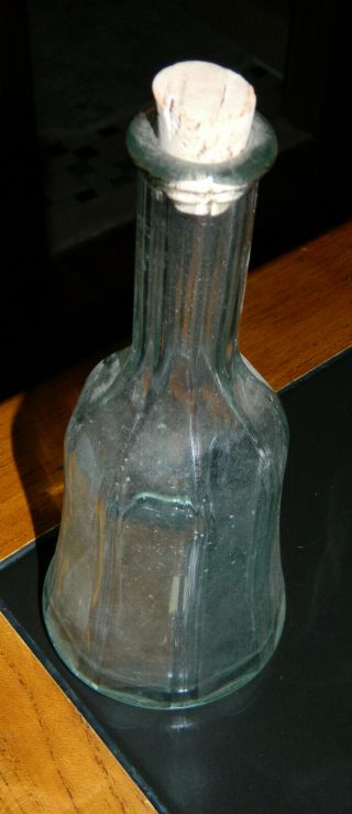 Vintage / Antique Barber Shop Fluted Glass Bottle With Cork From A Collector