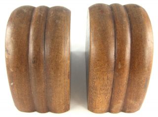 Vintage 1920s Art Deco Carved Wood Wooden Curved Stylised Book Ends Bookends