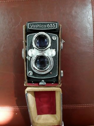 Vintage Yashica 635 Film Camera W/ Leather Case - Rare.
