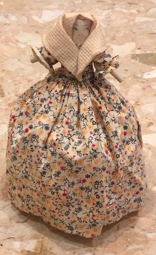 Vintage Handmade Toilet Paper Cloth Cover With Doll Head Scarf Floral Dress 9.  5”