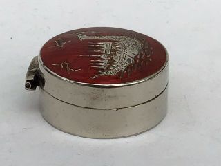 A Vintage Sterling Silver and Enamel Pill Box 2