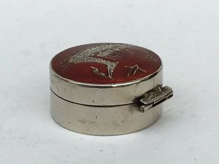 A Vintage Sterling Silver and Enamel Pill Box 3