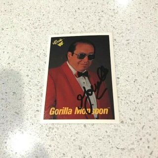 Gorilla Monsoon Signed Autographed Rare 1990 Wwf Classic Card Wwe Wcw