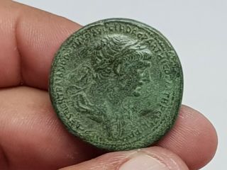 Rare Ancient Roman Bronze Coin Sestertius Of Trajan 17,  6 Gr 32 Mm