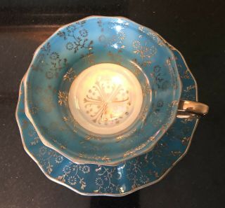 Vintage Royal Sealy Footed Tea Cup & Saucer,  Lusterware Iridescent 3