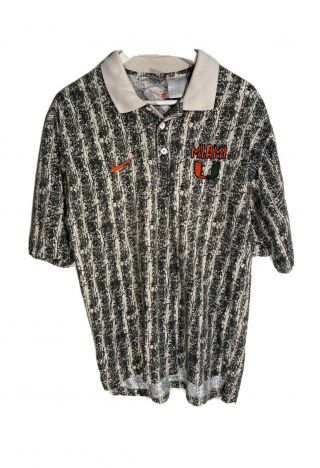 Vintage Rare Nike Miami Hurricanes All Over Print Shirt Size Mens L