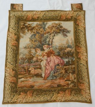 Vintage French Romantic Scene Tapestry Wall Hanging 77x88cm T123