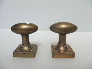 Vintage Bronze Oval Door Knobs Handles Plates Old Mid Century Brass Heavy