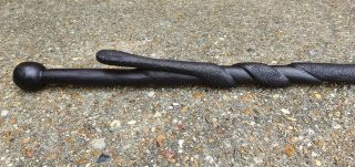 African Walking Stick Cane Ebony Wood Snake Carved