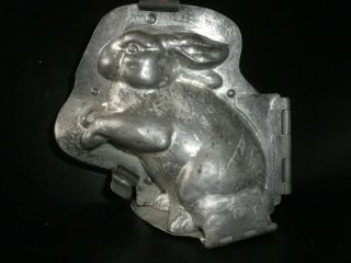 Professional,  Vintage Metal Chocolate Mold,  Sitting Bunny With Paws Raised.