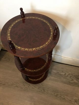 Design Vintage Wooden Mahogany Display Stand Side Table With 3 Tiers