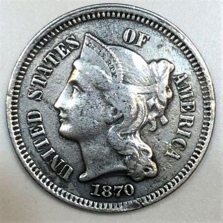 1870 Three Cent Nickel Coin Rare Date