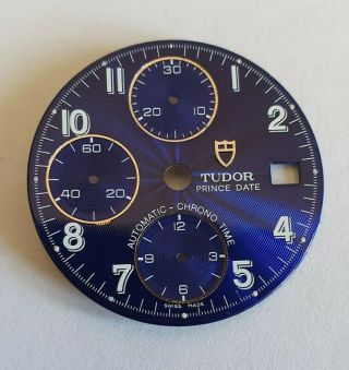 Tudor Prince Date Automatic 7750 Chronograph Dial Rare Blue Engine Turned