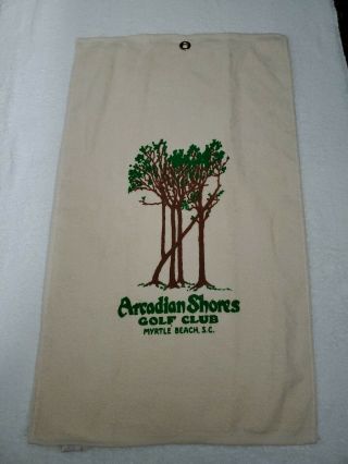 Vintage Golf Bag Towel Arcadian Shores Golf Club White Green Myrtle Beach Sc