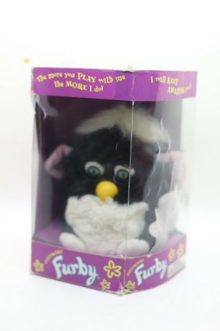 Furby 1998 Model 70 - 800 Skunk Series 1 Black/ White Brown Eyes Vtg Rare