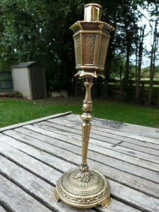 Lovely Antique Victorian Heavy Brass Table Top Cigar Light In Form Street Light