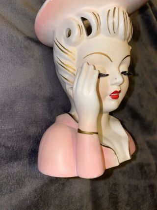 RARE Vintage Lady Head Vase Mae West Marco Fine China 1950s JAPAN Old Hollywood 3