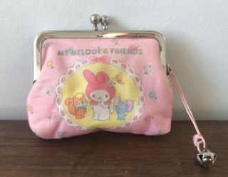Rare Vintage Sanrio 1976 My Melody Soft Pink Fabric Snap Frame Coin Purse,  Bell