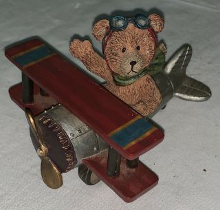 Vintage Russ Bears From The Past 16747 Airplane Figurine - Pre - Owned