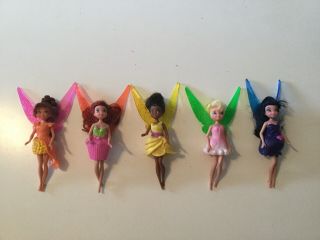 5 " Disney Fairies Tinker Bell And Friends Dolls Figures Set Of 5 Very Rare Dress
