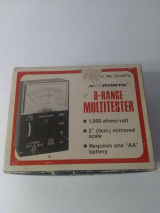 Vintage Micronta 22 - 027u - 8 Range Multi Meter Tester 1000 Ohms/volt - 1980