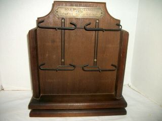 Rare Vintage Lowell Sigmund Brass Key Ring Store Display Wooden W/ Swivel Base